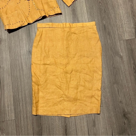 Vintage Magali Collection Two Piece Skirt Blazer Goldenrod Gold Buttons Size 8 - Picture 2 of 12